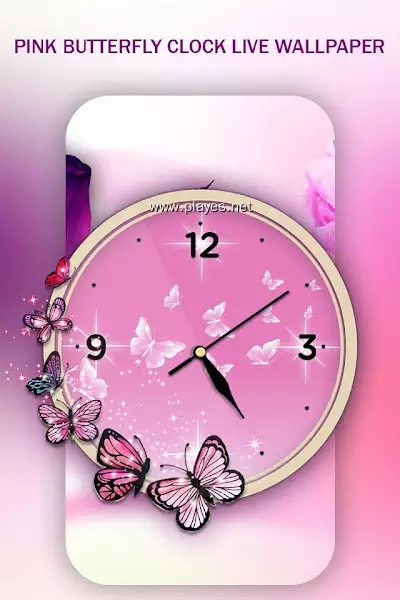 Pink Butterfly Clock壁纸