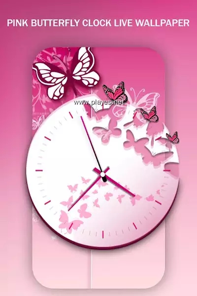 Pink Butterfly Clock壁纸