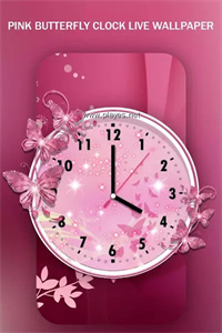 Pink Butterfly Clock壁纸